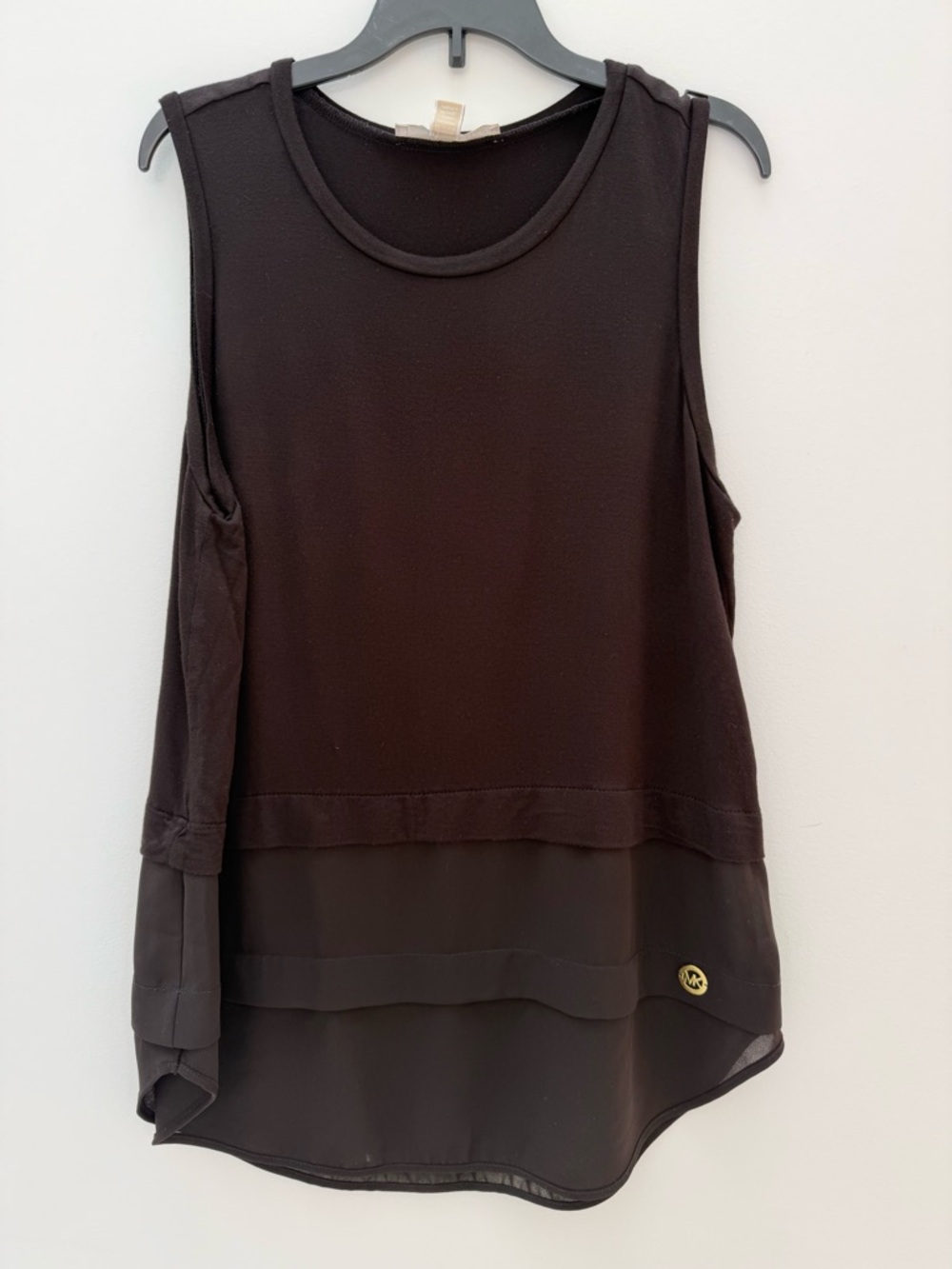 Michael Kors Black Layered Chiffon Hem Tank